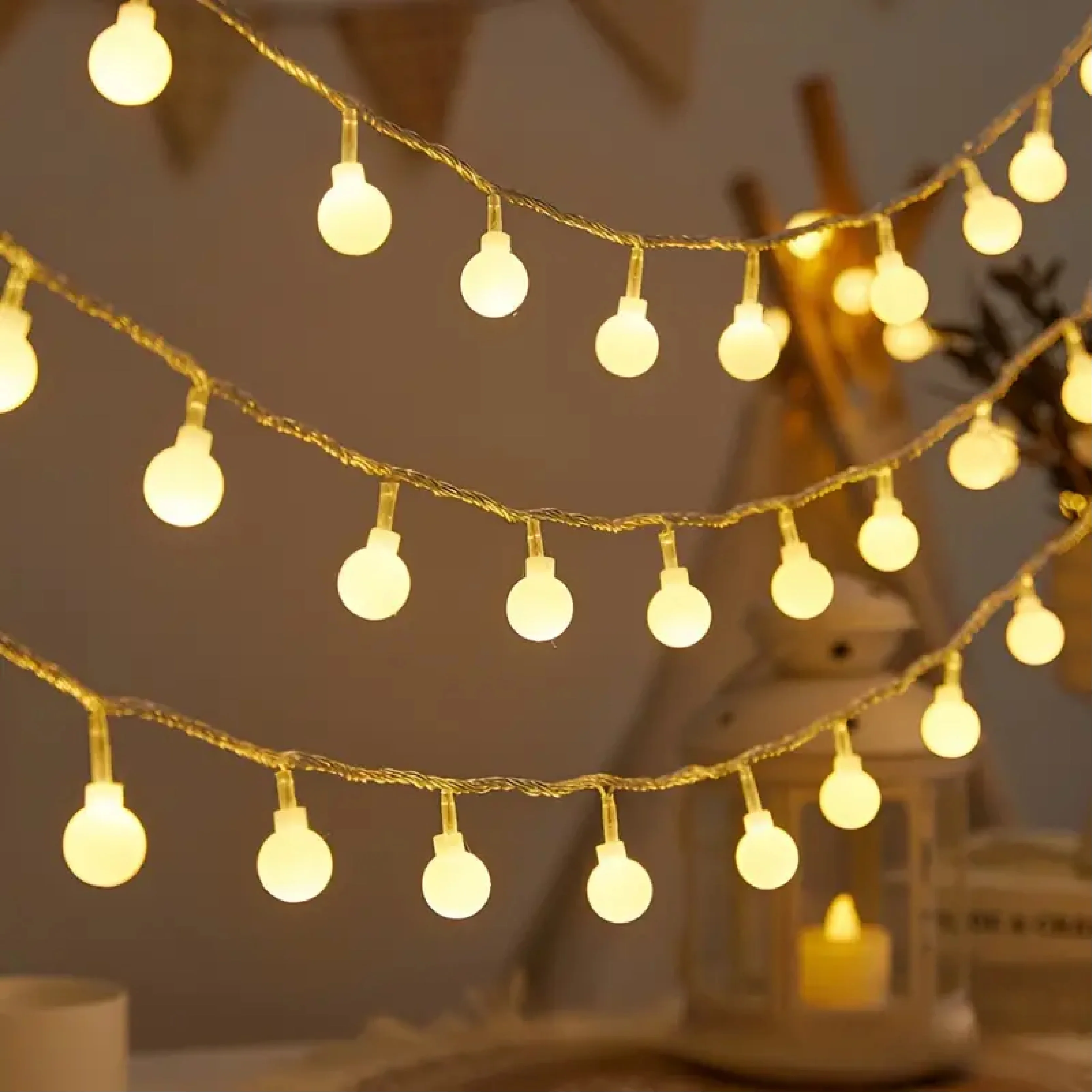 Luci di Natale Solari a Bulbo 100 Led Bianco Caldo - Image 3