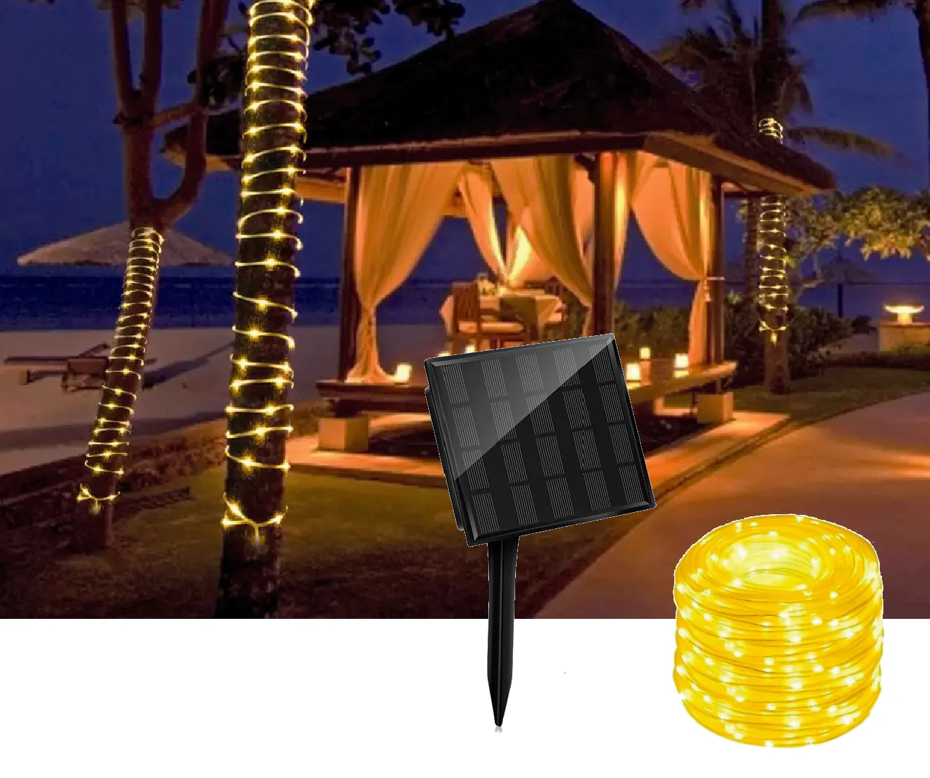 Tubo Luminoso 200 Led luci di Natale Solari Bianco Caldo - Image 2